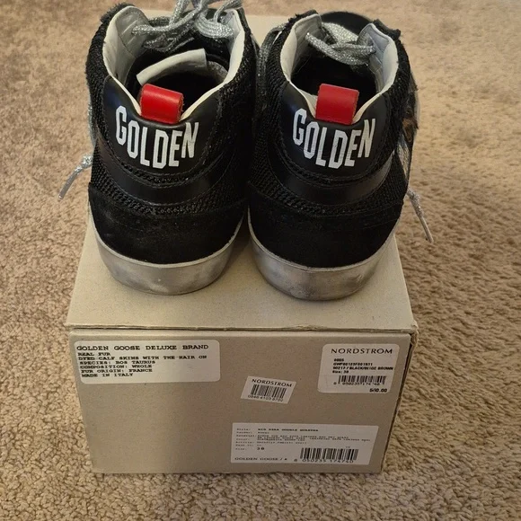 SOLD! Golden Goose Midstar Double Quarter Sneaker Black Leopard Stars Size 38 - Picture 4 of 11